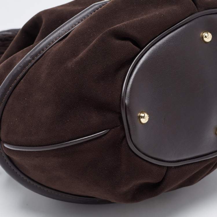 Pre Owned Lancel Brown Suede and Leather Le Brigitte Bardot Hobo