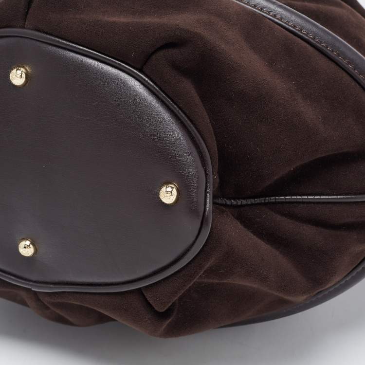 Pre Owned Lancel Brown Suede and Leather Le Brigitte Bardot Hobo