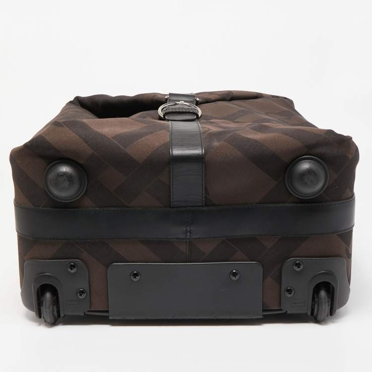 Pre Owned Lancel Black/Dark Brown Jacquard Canvas Rolling Luggage 50
