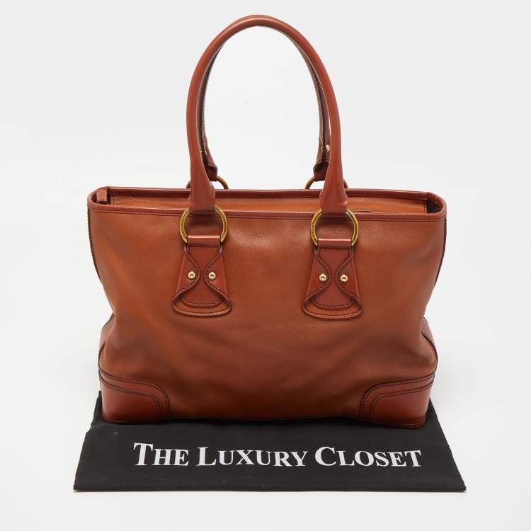 Pre Owned Lancel Brown Leather Zip Tote