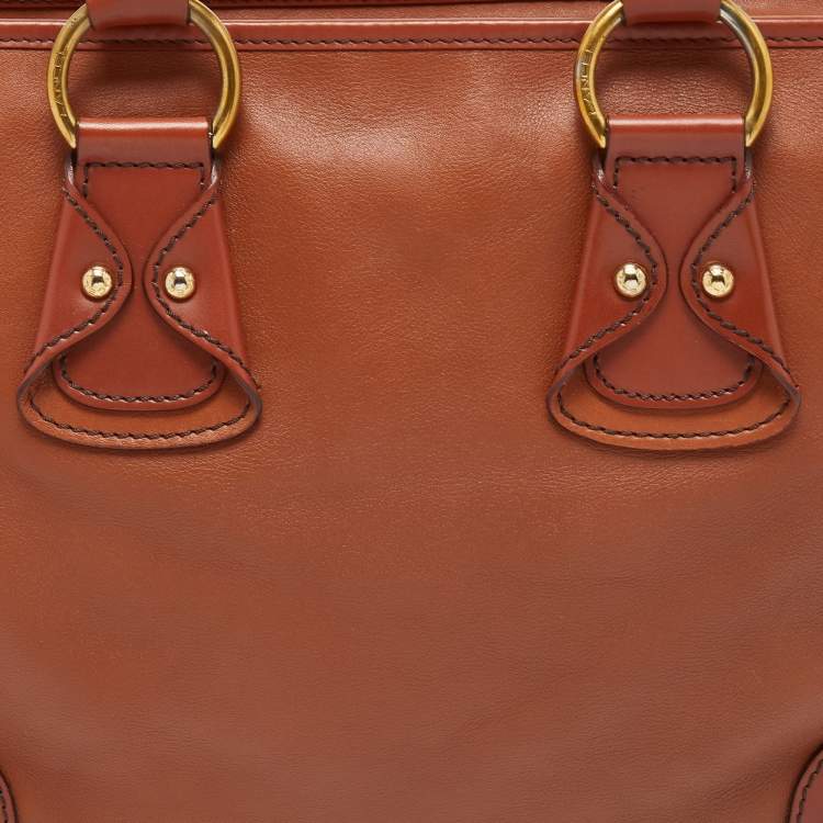 Pre Owned Lancel Brown Leather Zip Tote
