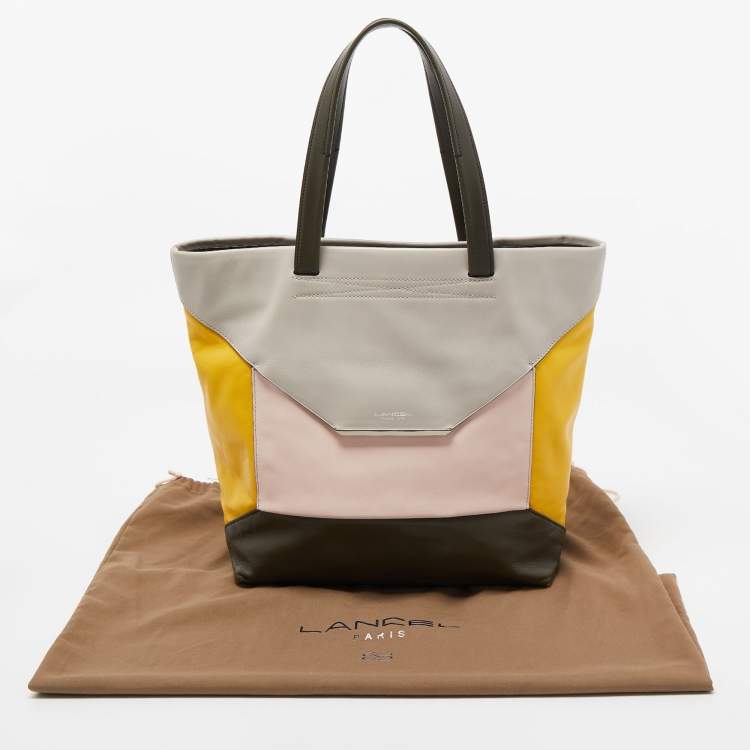 Pre Owned Lancel Multicolor Leather Block Envelope Tote