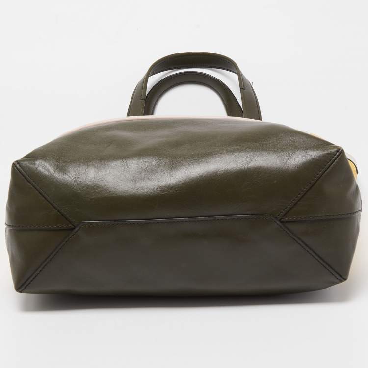 Pre Owned Lancel Multicolor Leather Block Envelope Tote