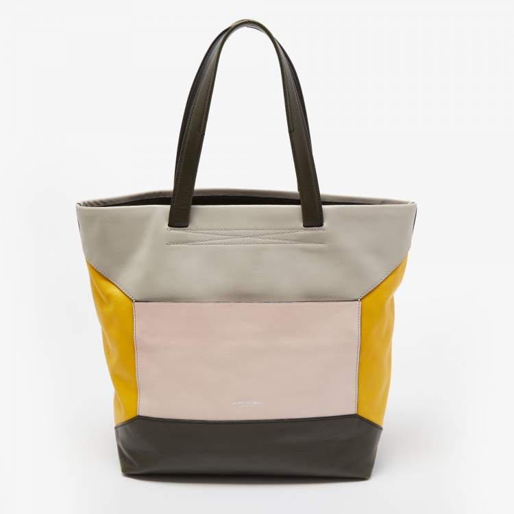 Pre Owned Lancel Multicolor Leather Block Envelope Tote