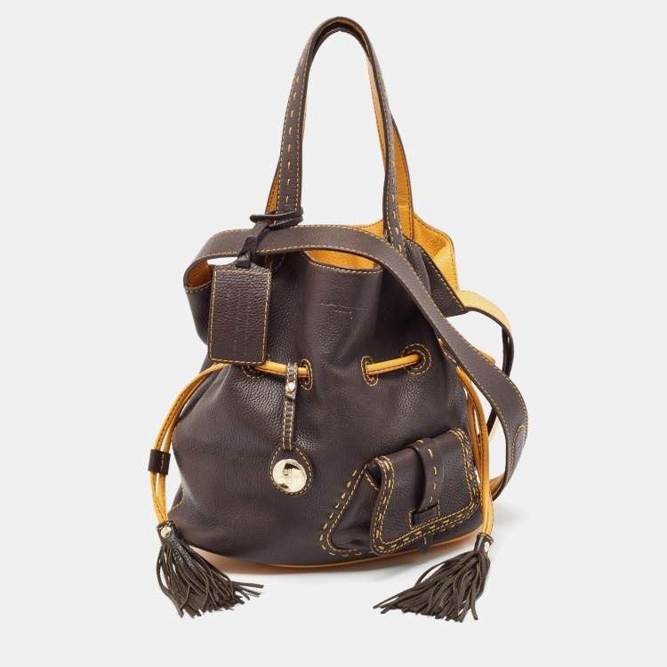 Pre Owned Lancel Brown Leather Premiere Flirt Bucket Bag