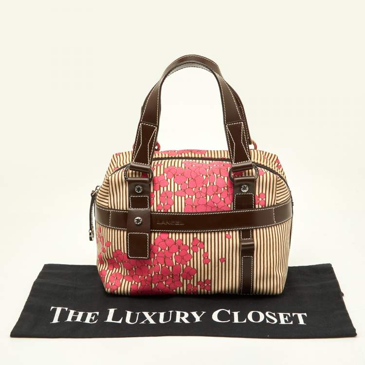 Pre Owned Lancel Multicolor Floral Fabric and Leather Zip Satchel
