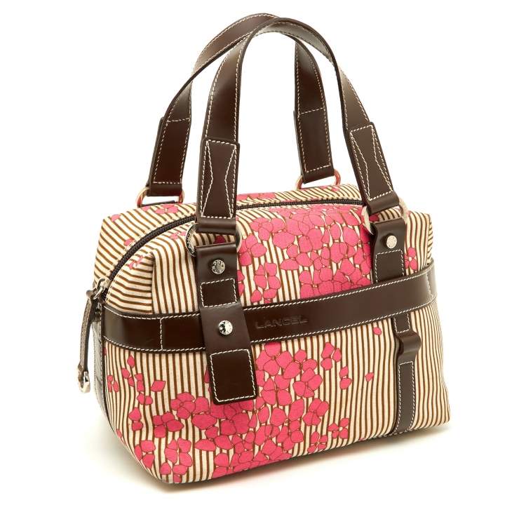 Pre Owned Lancel Multicolor Floral Fabric and Leather Zip Satchel