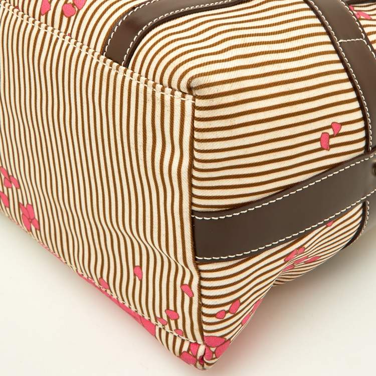 Pre Owned Lancel Multicolor Floral Fabric and Leather Zip Satchel