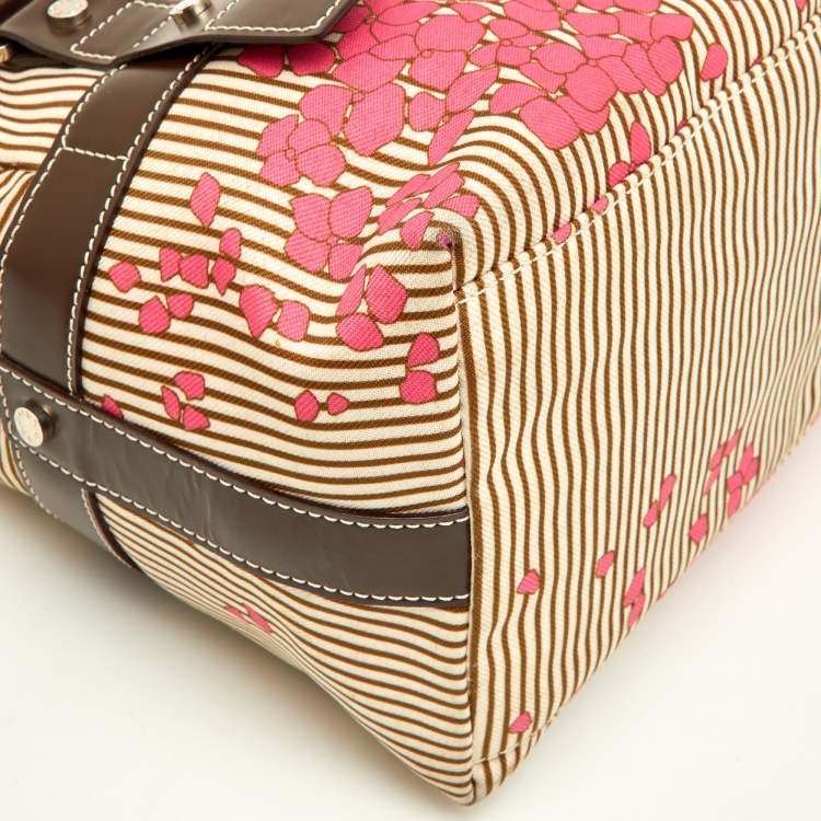 Pre Owned Lancel Multicolor Floral Fabric and Leather Zip Satchel