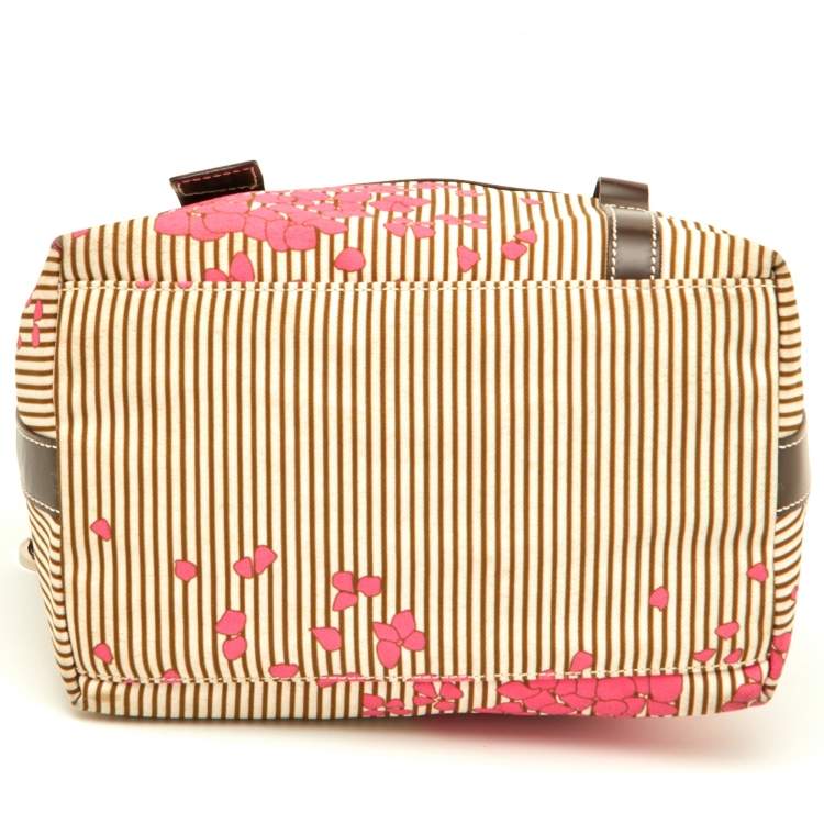 Pre Owned Lancel Multicolor Floral Fabric and Leather Zip Satchel