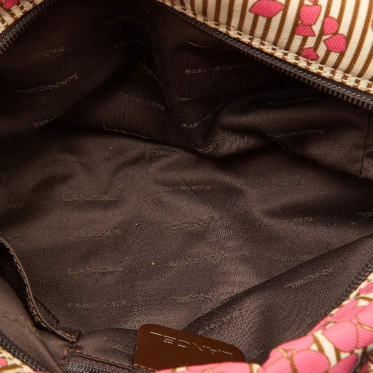 Pre Owned Lancel Multicolor Floral Fabric and Leather Zip Satchel