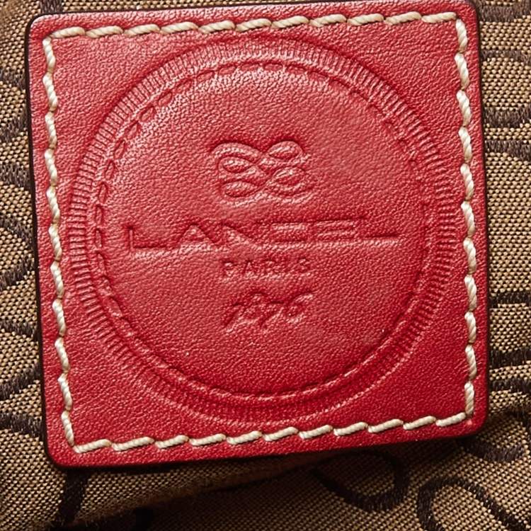 Pre Owned Lancel Red Leather Drawstring Hobo