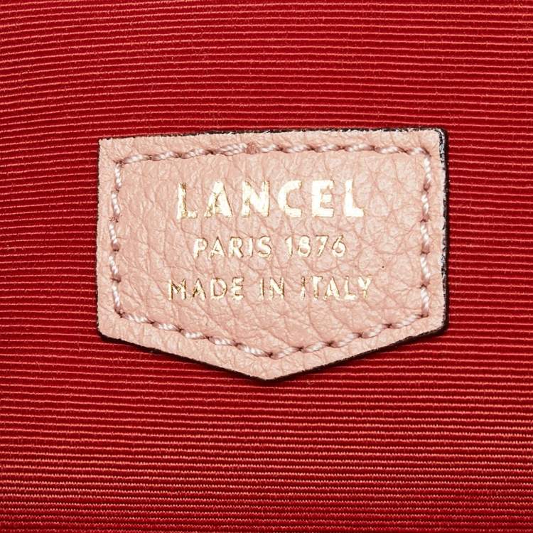 Pre Owned Lancel Peach Leather Top Zip Shopper Tote