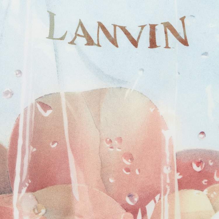 Pre Owned Lanvin Light Pink Apple Bag Printed Silk Square Scarf