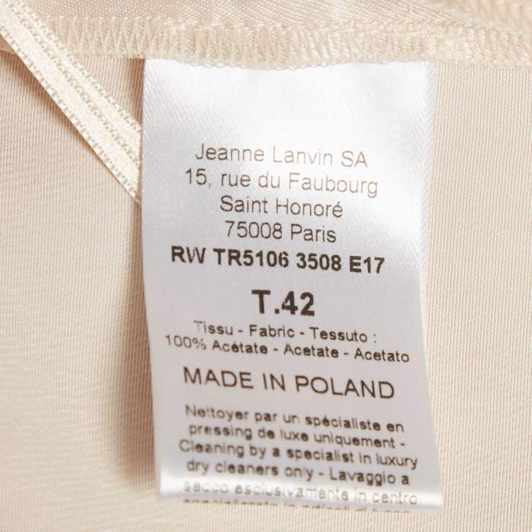 Pre Owned Lanvin Cream Satin Wide-Leg Trousers XL