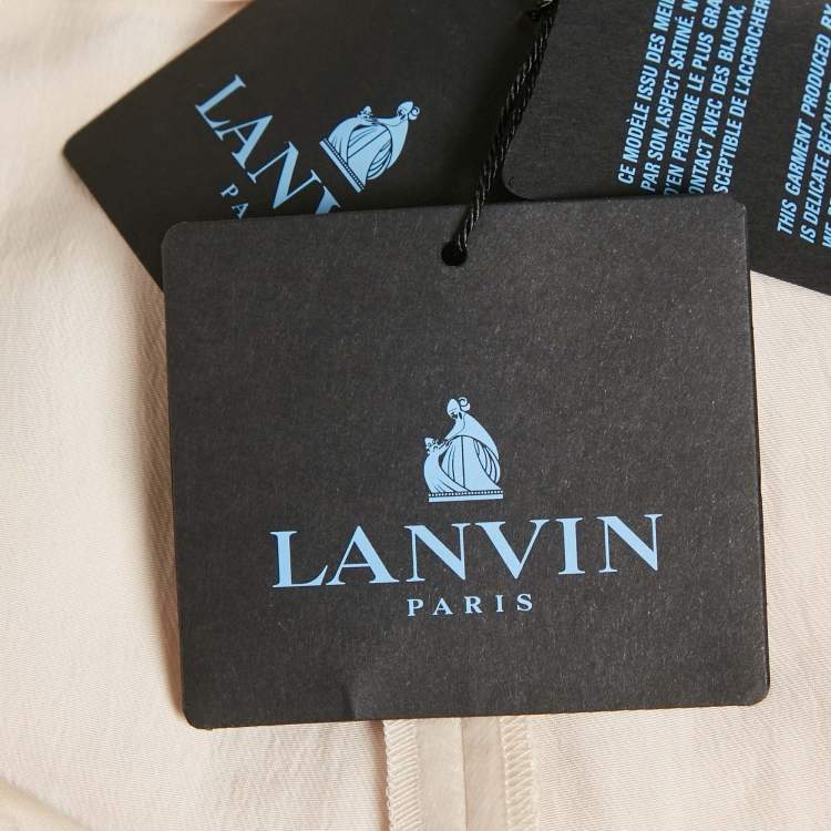 Pre Owned Lanvin Cream Satin Wide-Leg Trousers XL