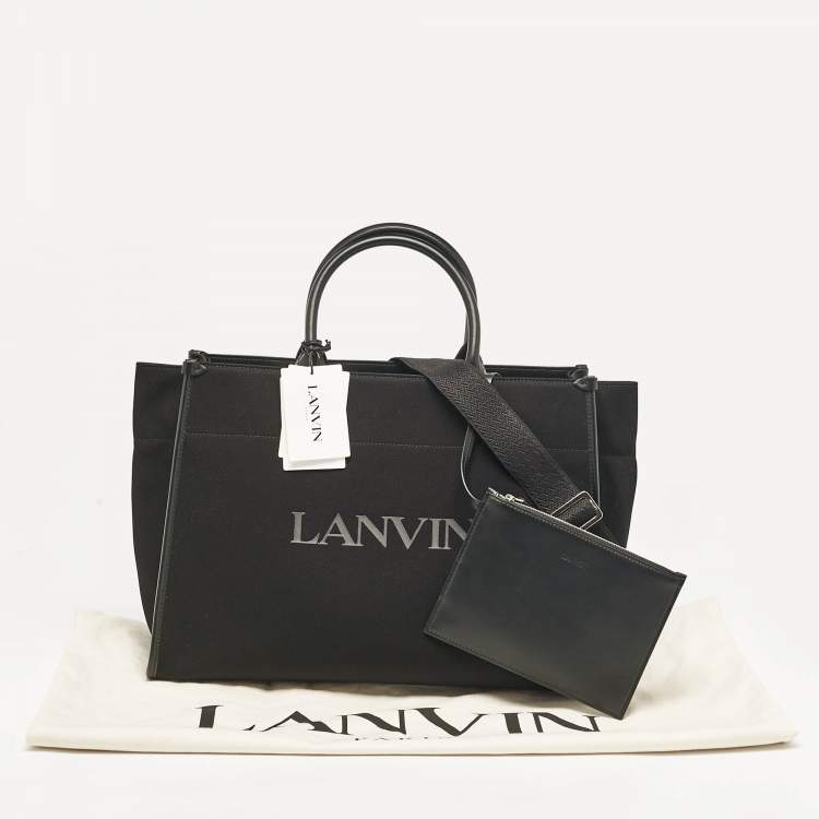 Pre Owned Lanvin Black Canvas and Leather Medium In & Out Tote