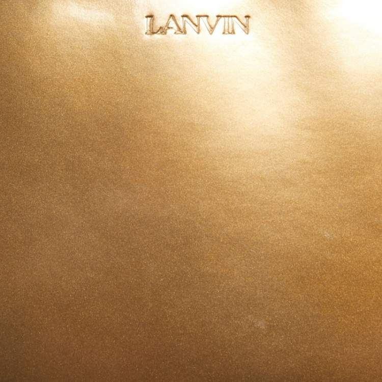 Pre Owned Lanvin Bronze Patent Leather Nano Cat Hobo