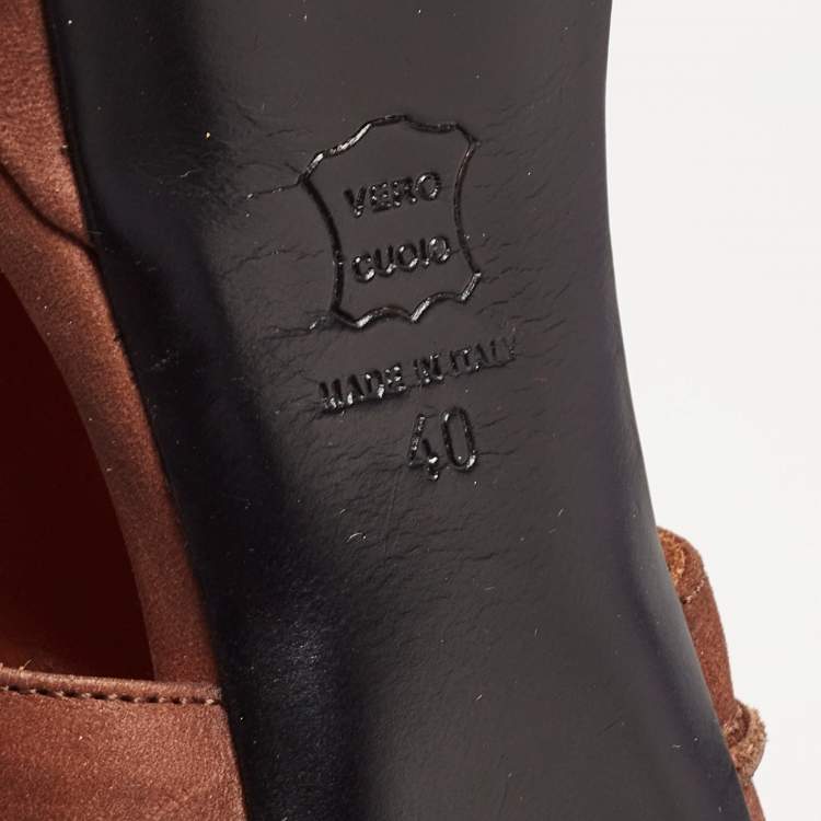Pre Owned Lanvin Brown Nubuck Leather Platform Slingback Sandals Size 40
