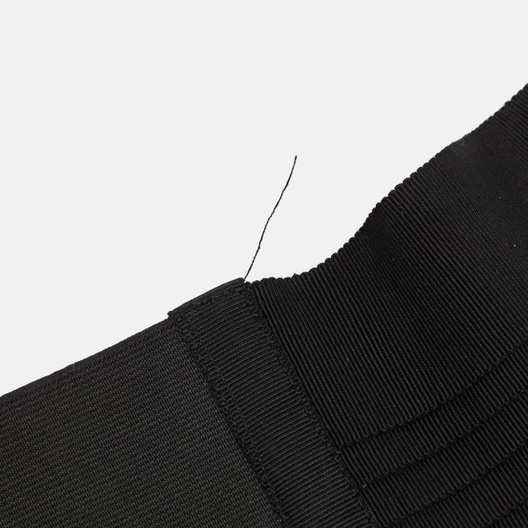 Pre Owned Lanvin Black Elastic and Fabric Snap Waist Belt 