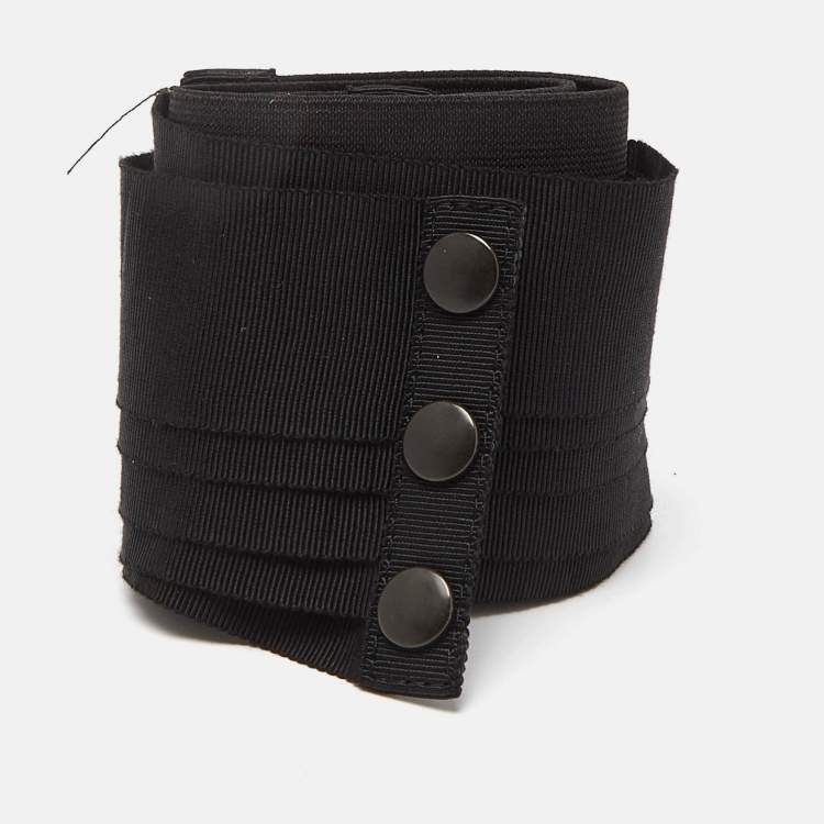 Pre Owned Lanvin Black Elastic and Fabric Snap Waist Belt 