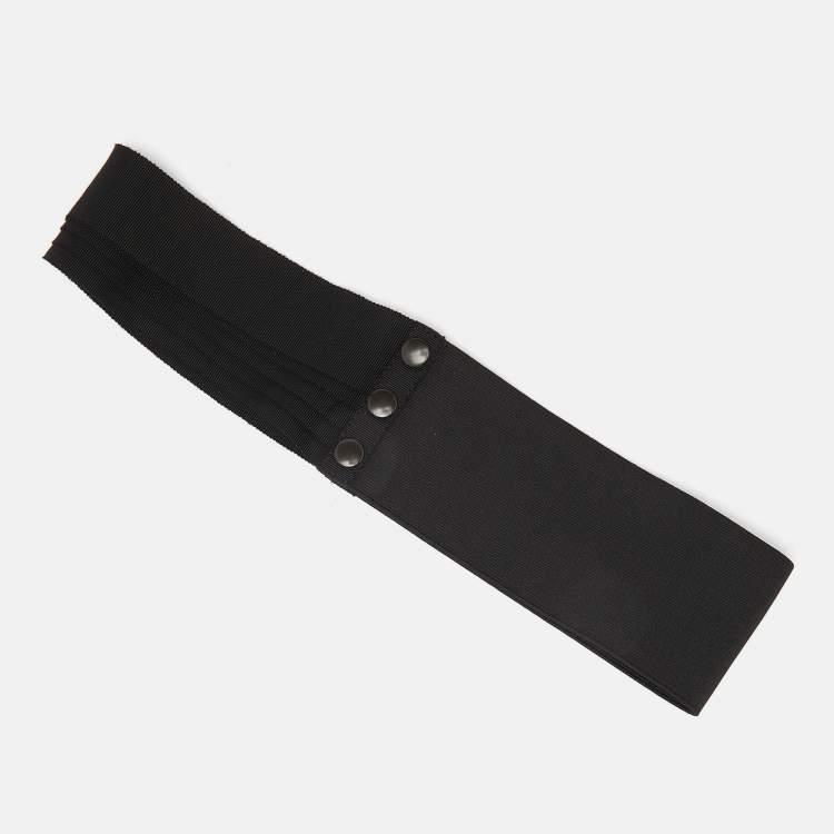Pre Owned Lanvin Black Elastic and Fabric Snap Waist Belt 