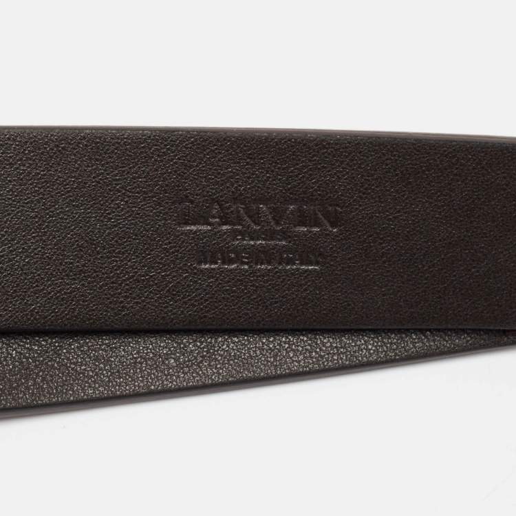 Pre Owned Lanvin Dark Brown Leather Double Waist Buckle Belt