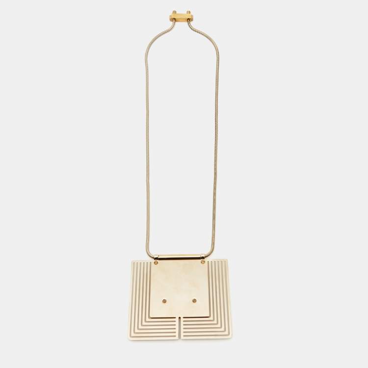 Pre Owned  Lanvin Collier Court en Laiton Couleur Gold Tone Necklace