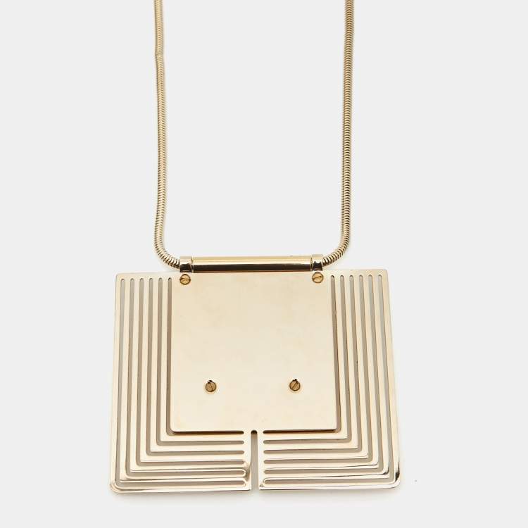 Pre Owned  Lanvin Collier Court en Laiton Couleur Gold Tone Necklace