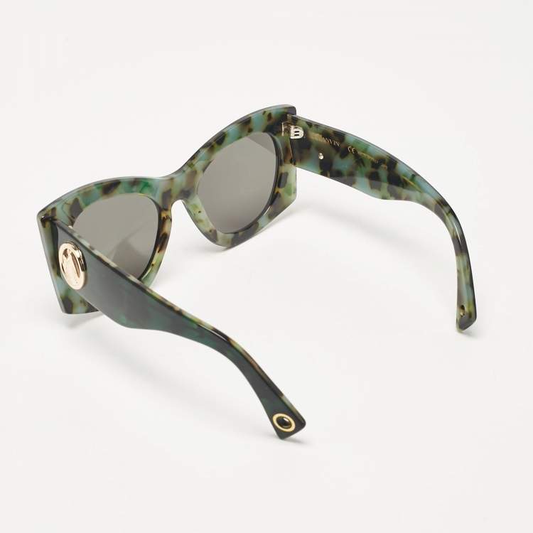 Pre Owned Lanvin Green/Black Tortoise LNV605S Zonnebril Cat Eye Sunglasses