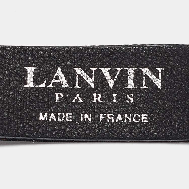 Pre Owned Lanvin Black Leather and Chain Crystals Embellished Waist Belt