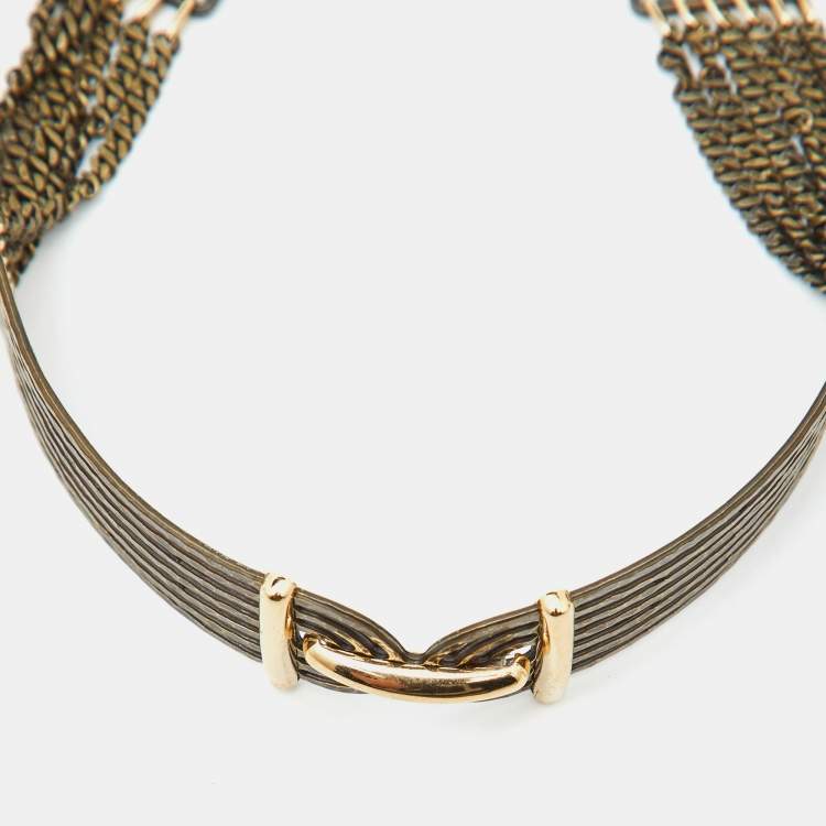 Pre Owned Lanvin Gold Tone Choker Necklace