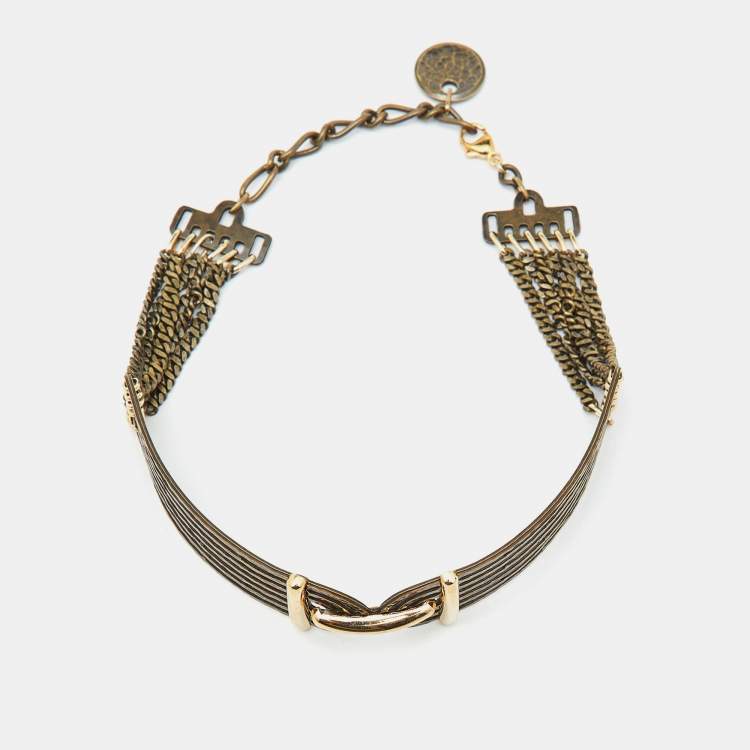 Pre Owned Lanvin Gold Tone Choker Necklace
