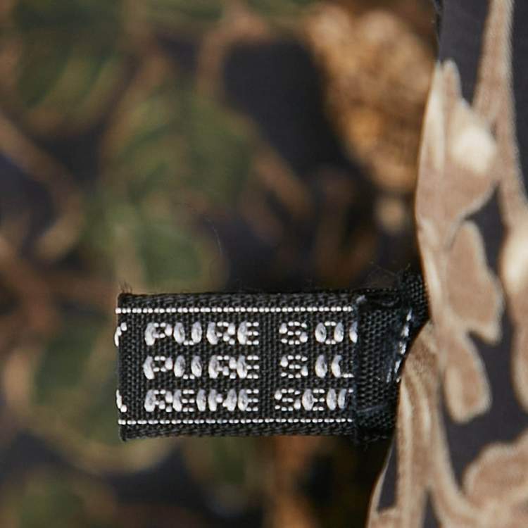 Pre Owned Lanvin Black Floral Print Silk Square Scarf 