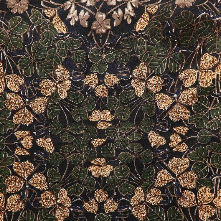 Pre Owned Lanvin Black Floral Print Silk Square Scarf 