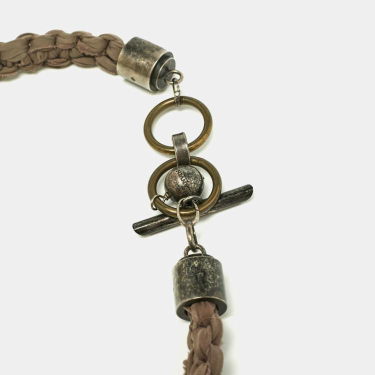 Pre Owned Lanvin Crystal Fabric Glass Two Tone Necklace