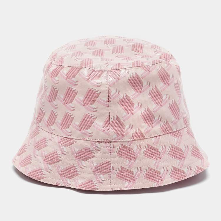 Pre Owned Lanvin Pink Geometric Print Coated Cotton Bucket Hat 