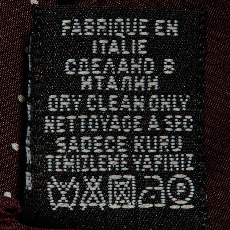 Pre Owned Lanvin Burgundy Polkadots Print Silk Handkerchief 
