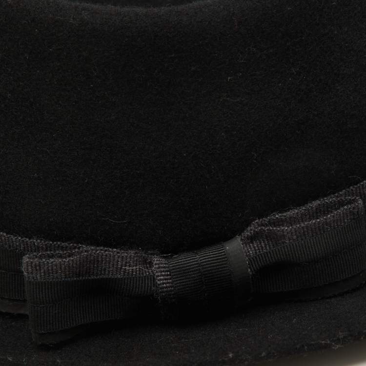 Pre Owned Lanvin Black Rabbit Felt Fedora Hat Size 59