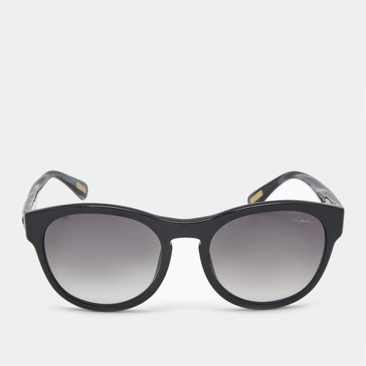 Pre Owned Lanvin Black/Grey Gradient SLN 584 Frame Round Sunglasses