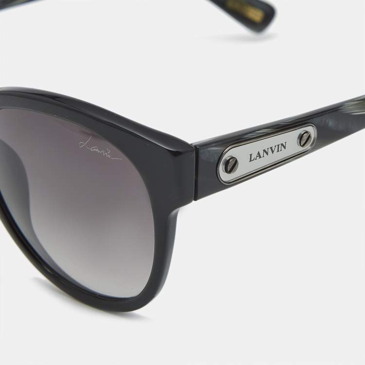 Pre Owned Lanvin Black/Grey Gradient SLN 584 Frame Round Sunglasses