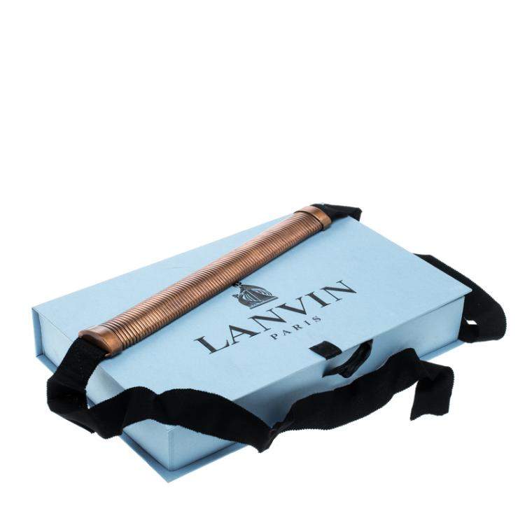 مملوكة مسبقًا Lanvin Flexible Bronze Tone Tube Black Ribbon Tie-up Necklace