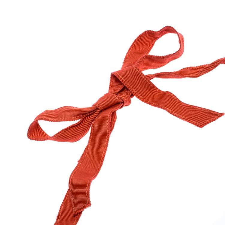 مملوكة مسبقًا Lanvin Orange Fabric Faux Pearl Strand Long Tie-up Necklace