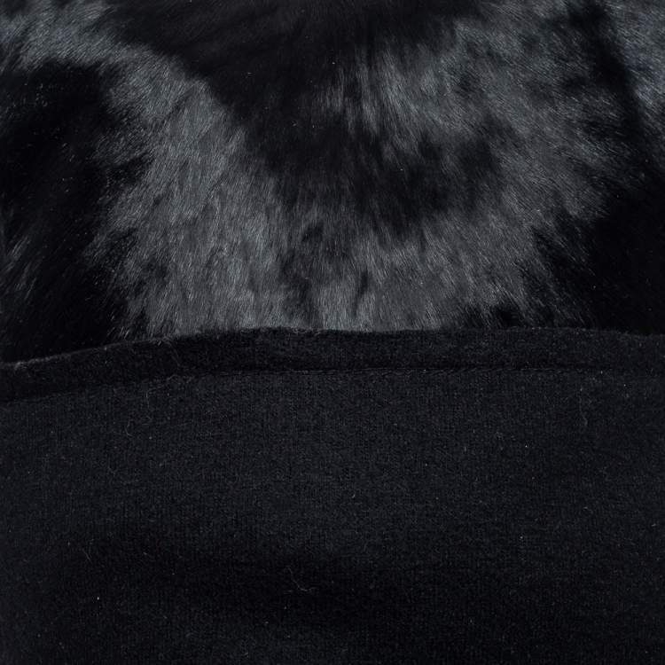 Pre Owned Lanvin Black Lamb Fur Beanie