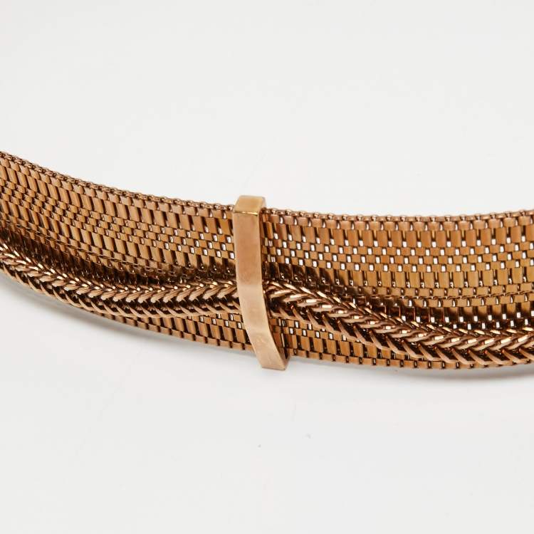 Pre Owned Lanvin Black/Gold Chain Links and Leather Waist Belt 