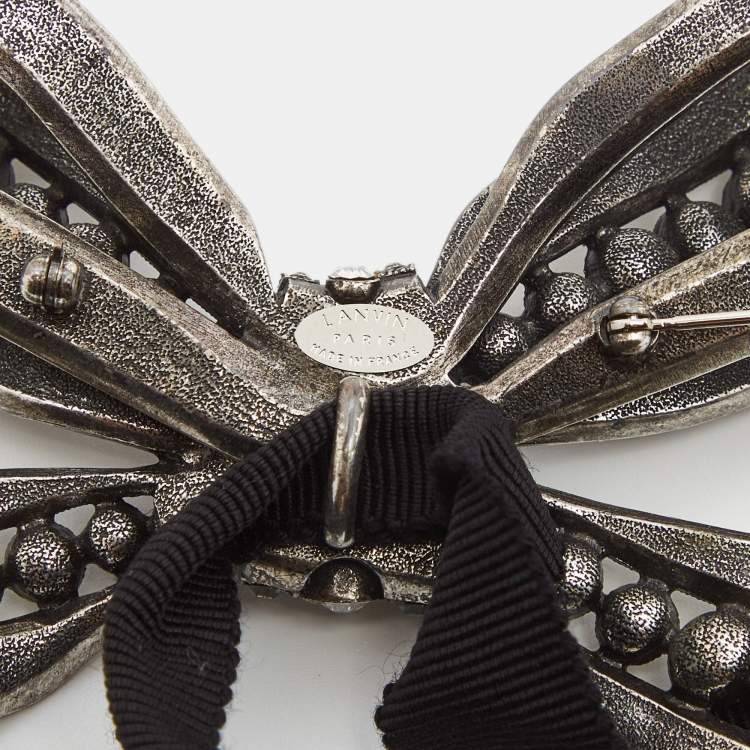 Pre Owned Lanvin Crystals SIlver Tone Choker Necklace.