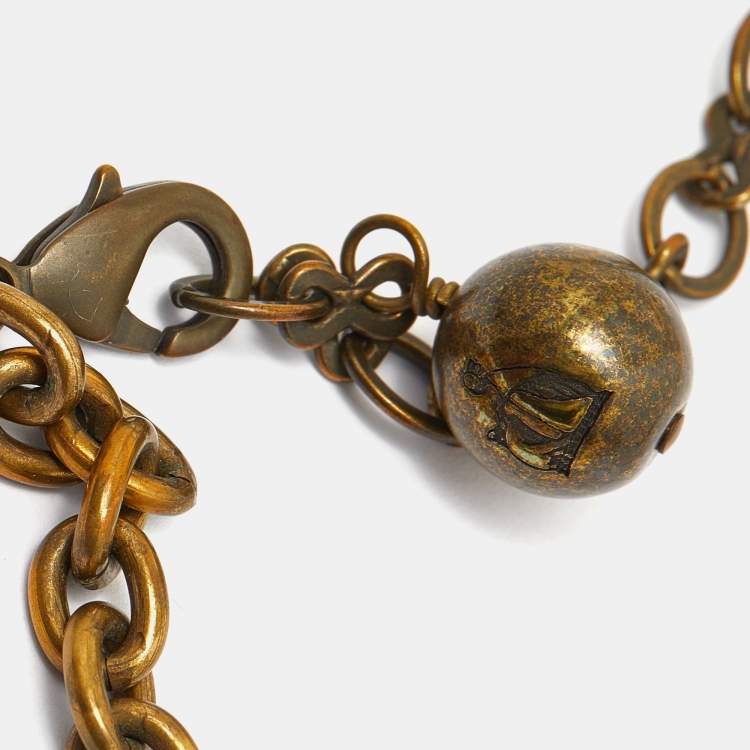 مملوكة مسبقًا Lanvin Gold Tone Happy Pendant Necklace 