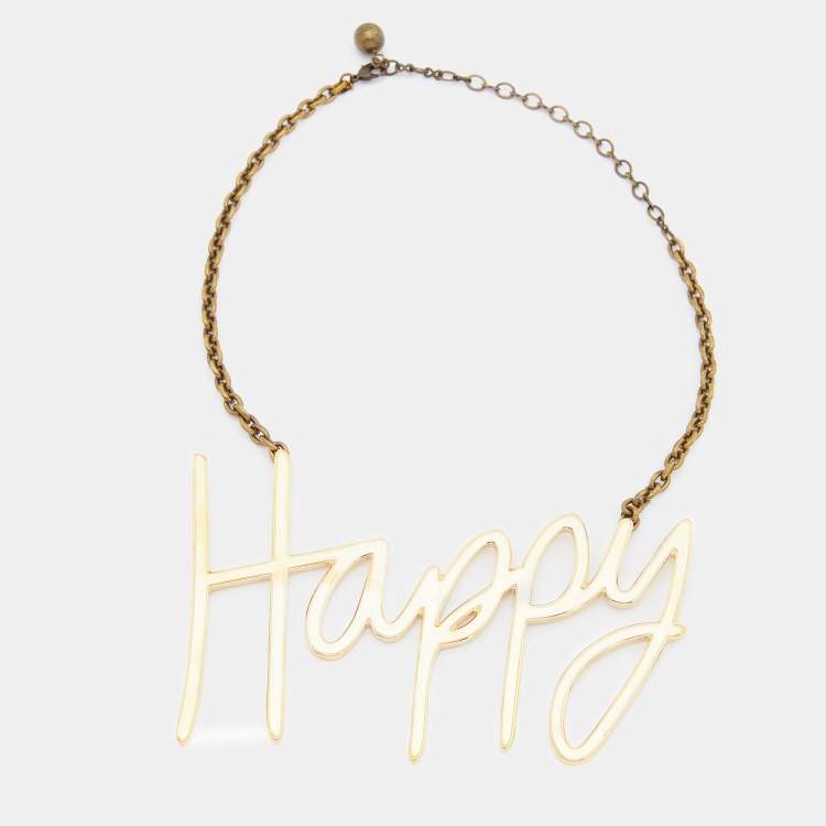 مملوكة مسبقًا Lanvin Gold Tone Happy Pendant Necklace 