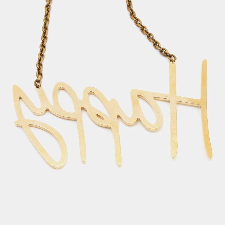 مملوكة مسبقًا Lanvin Gold Tone Happy Pendant Necklace 