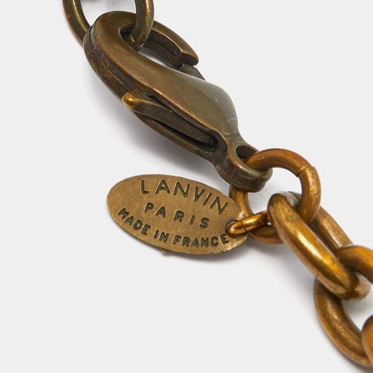 مملوكة مسبقًا Lanvin Gold Tone Happy Pendant Necklace 